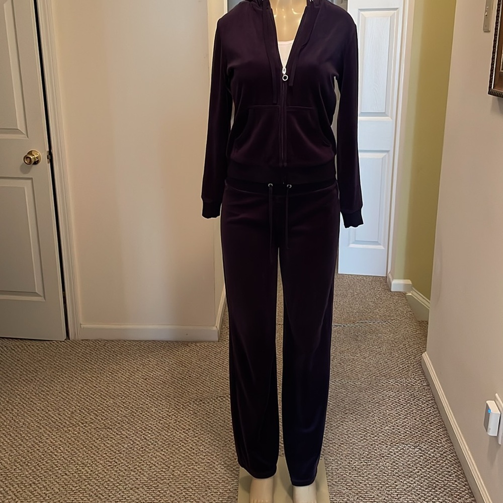 NY&Co Velour Full Zip Navy Blue Hoodie Pants Set. Sz S